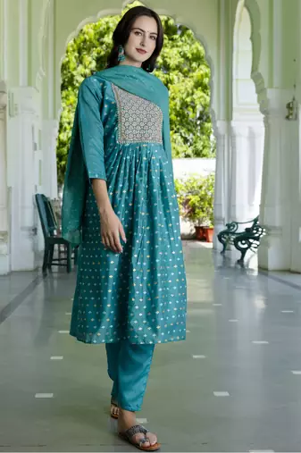 Rama embroidered chanderi modal salwar suit