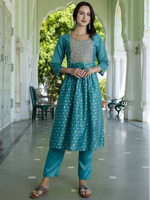 Rama embroidered chanderi modal salwar suit 3