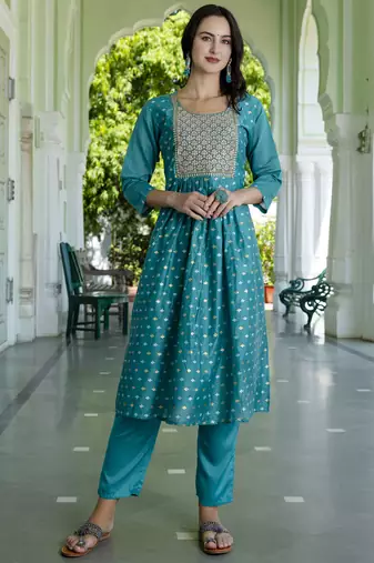 Rama embroidered chanderi modal salwar suit