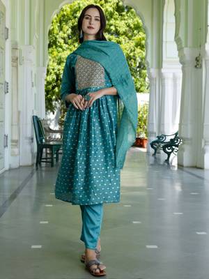 Rama embroidered chanderi modal salwar suit 4