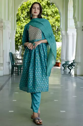 Rama embroidered chanderi modal salwar suit