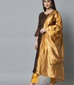 Coffee embroidered cotton silk self designed salwar suit
