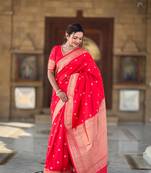 Red Color Soft Silk Blend Traditional Saree
