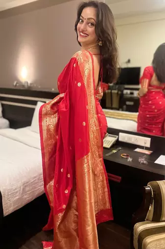 Red Color Soft Silk Blend Traditional Saree