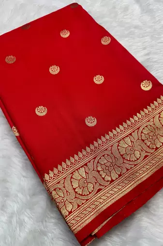 Red Color Soft Silk Blend Traditional Saree