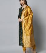Green embroidered cotton silk self designed salwar suit