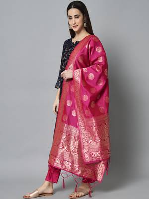 Blue embroidered cotton silk self designed salwar suit 1