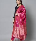 Blue embroidered cotton silk self designed salwar suit