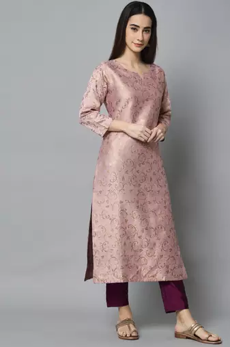 Pink embroidered cotton silk self designed salwar suit