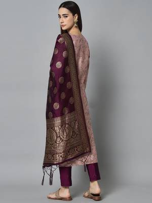 Pink embroidered cotton silk self designed salwar suit 4