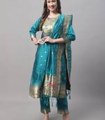 Rama embroidered cotton silk jacquard salwar suit