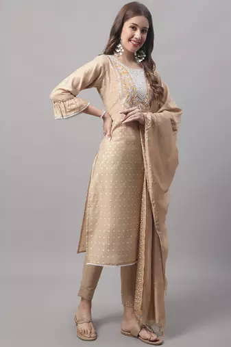 Chicku embroidered chanderi modal salwar suit