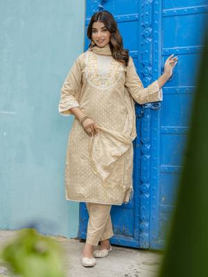 Chicku embroidered chanderi modal salwar suit 1