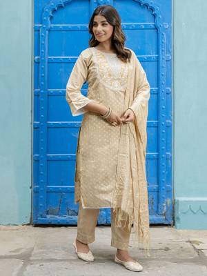 Chicku embroidered chanderi modal salwar suit 2