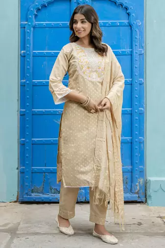 Chicku embroidered chanderi modal salwar suit