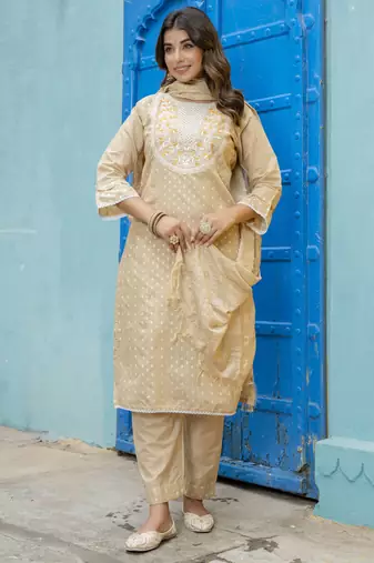 Chicku embroidered chanderi modal salwar suit
