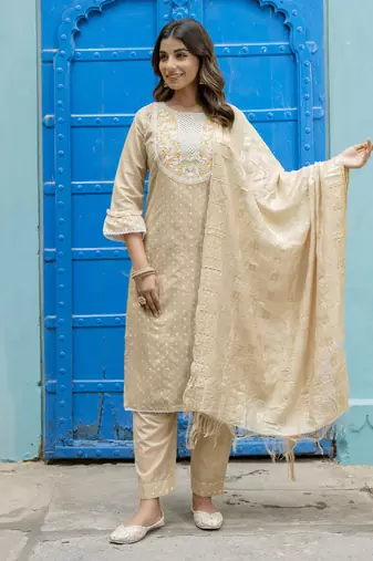 Chicku embroidered chanderi modal salwar suit