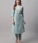 Sea Green embroidered chanderi modal salwar suit