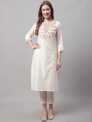 White embroidered chanderi modal salwar suit 2