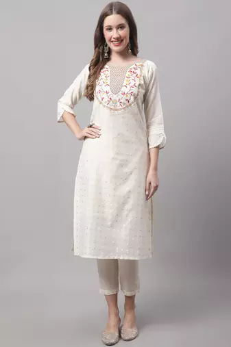 White embroidered chanderi modal salwar suit