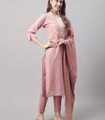 Peach embroidered chanderi modal salwar suit