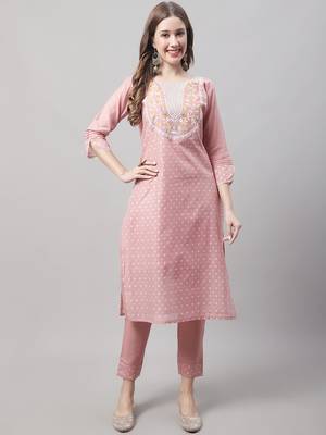 Peach embroidered chanderi modal salwar suit 3