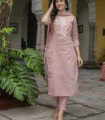 Peach embroidered chanderi modal salwar suit