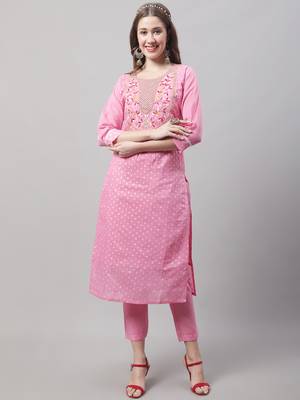 Pink embroidered chanderi modal salwar suit 2