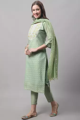 Pista embroidered chanderi modal salwar suit