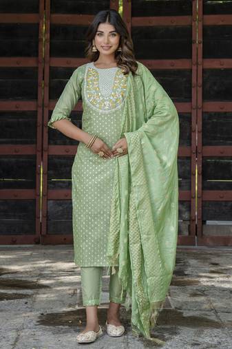 Pista embroidered chanderi modal salwar suit