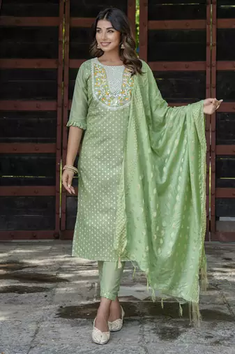 Pista embroidered chanderi modal salwar suit