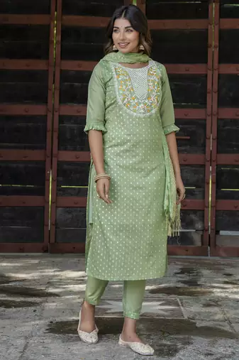 Pista embroidered chanderi modal salwar suit