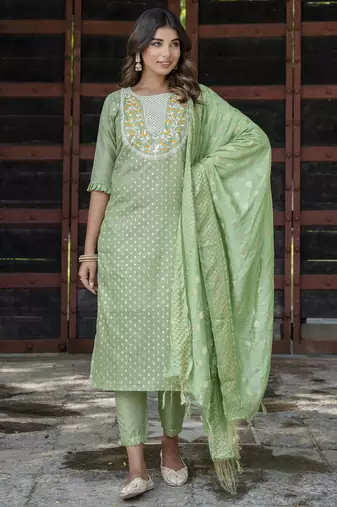 Pista embroidered chanderi modal salwar suit