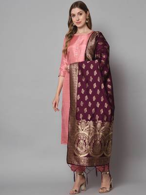 Pink embroidered cotton silk blend salwar suit 2