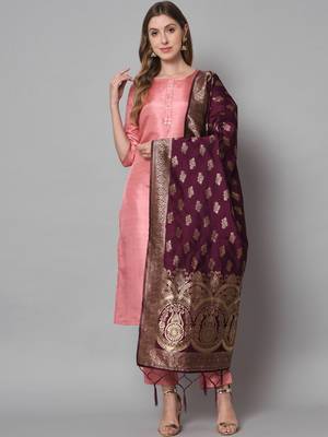 Pink embroidered cotton silk blend salwar suit 3