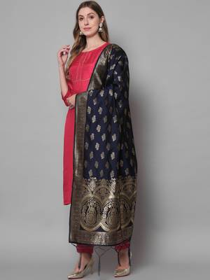 Red embroidered cotton silk blend salwar suit 2