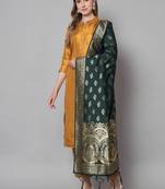 Mustard embroidered cotton silk blend salwar suit