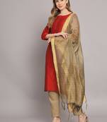 Maroon embroidered silk blend salwar suit