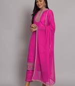 Pink embroidered silk blend salwar suit