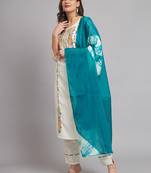 White embroidered cotton blend salwar suit