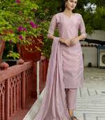 Babypink embroidered chanderi modal butti salwar suit