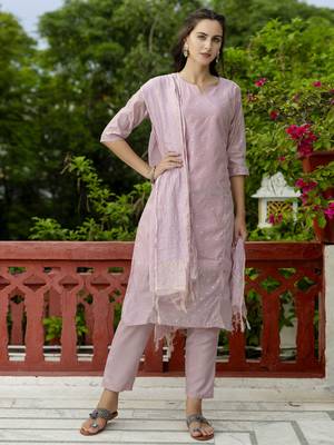 Babypink embroidered chanderi modal butti salwar suit 2