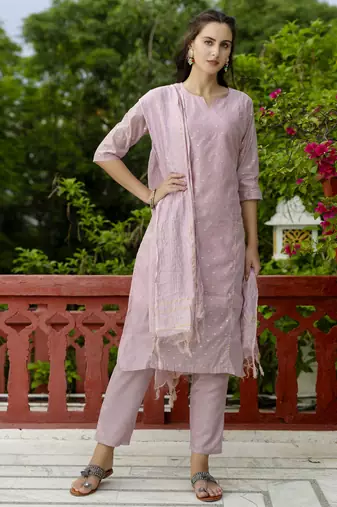 Babypink embroidered chanderi modal butti salwar suit