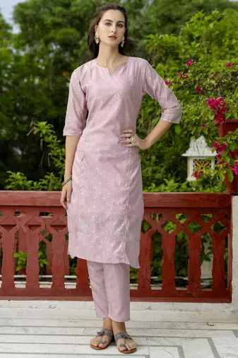 Babypink embroidered chanderi modal butti salwar suit