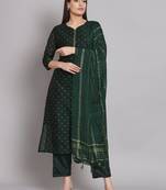 Green embroidered chanderi modal butti salwar suit