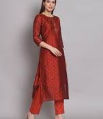 Maroon embroidered chanderi modal butti salwar suit