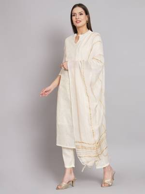 White embroidered chanderi modal butti salwar suit 1