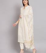 White embroidered chanderi modal butti salwar suit