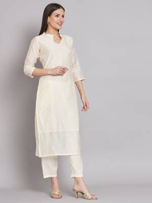 White embroidered chanderi modal butti salwar suit 3