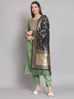 Pista embroidered cotton silk blend salwar suit 1